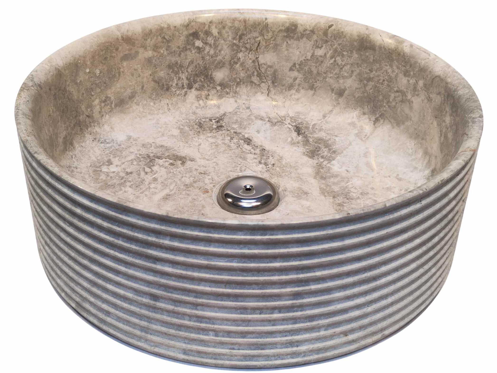 Lavabo Lucerna de mármol gris claro con relieve circular exterior y acabado pulido