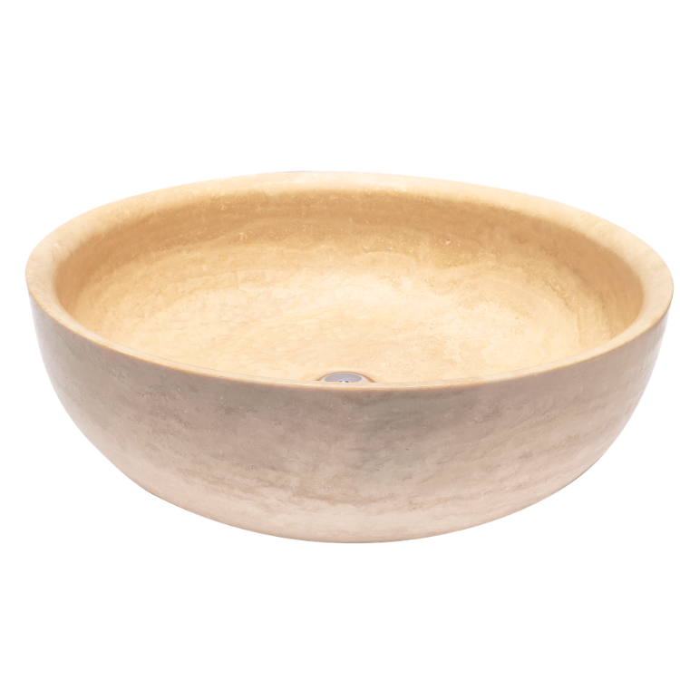 Imagen del lavabo en travertino natural
