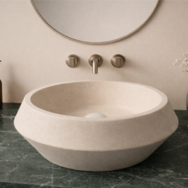 lavabo issey piedra natural baño moderno sobre encimera diseño minimalista